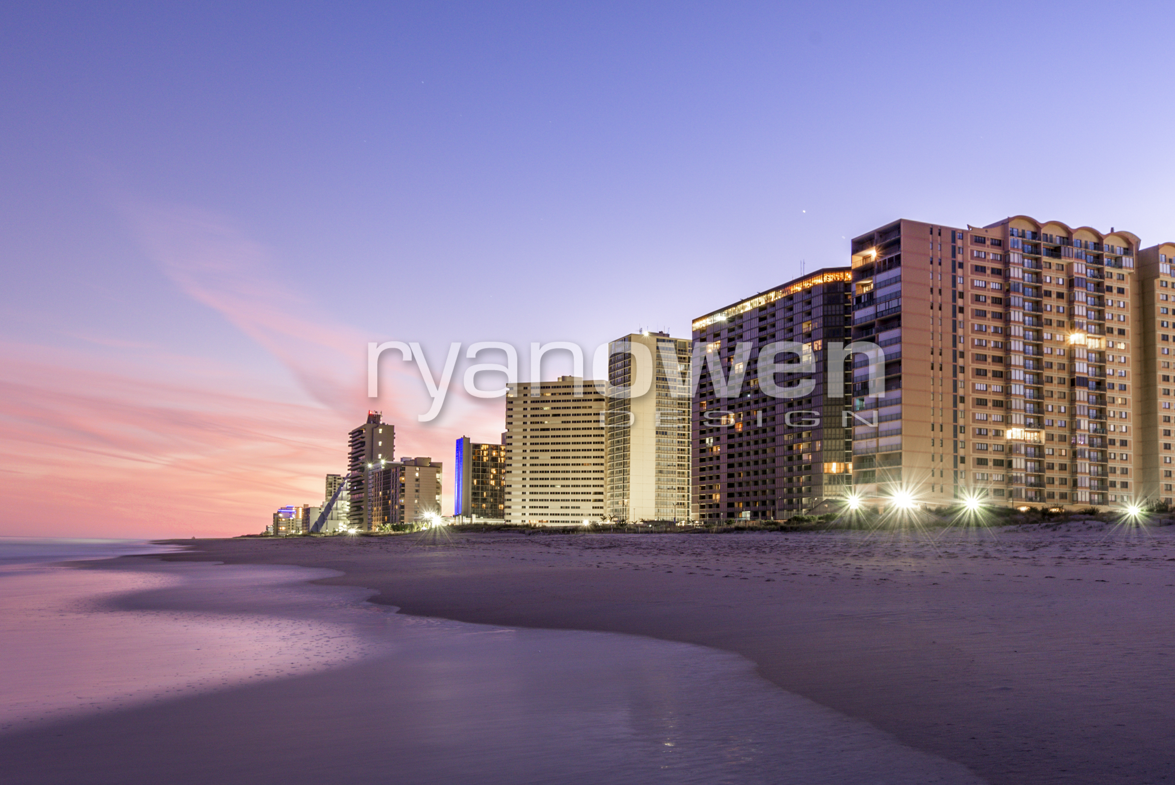 Ocean City condo row sunset