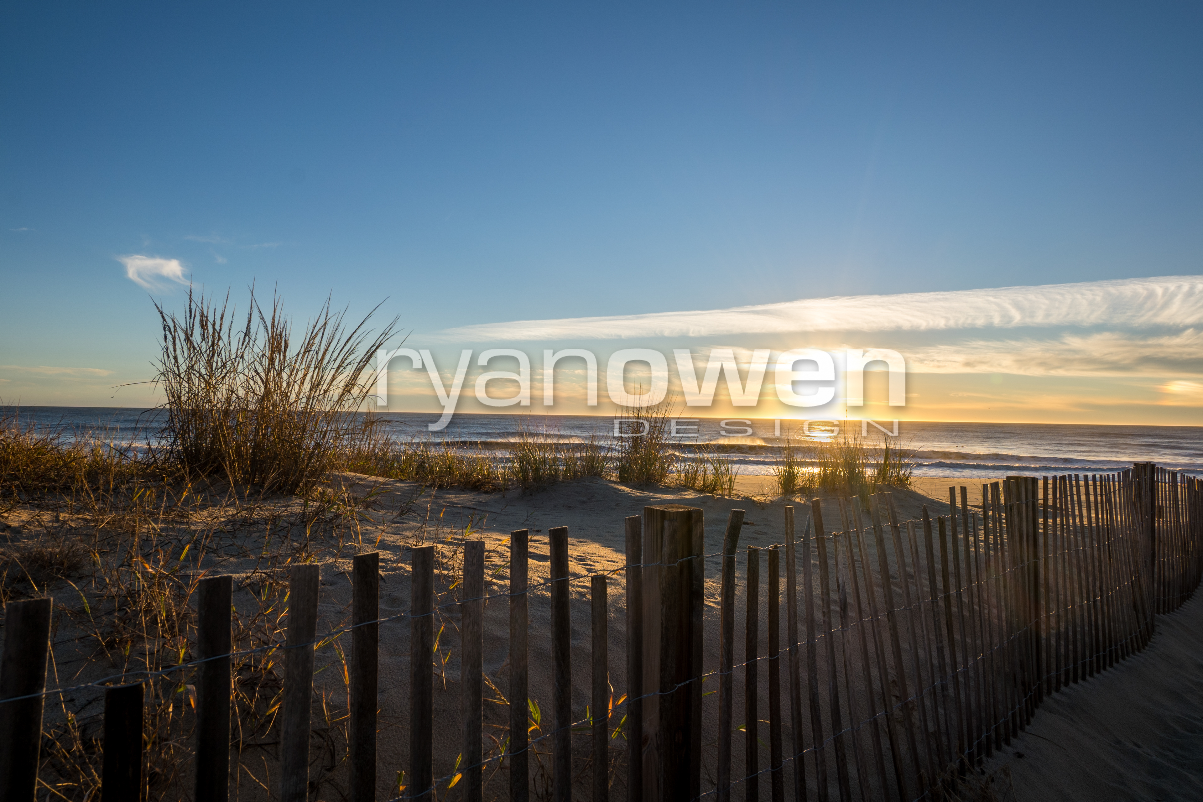 Ocean City dune fence sunrise